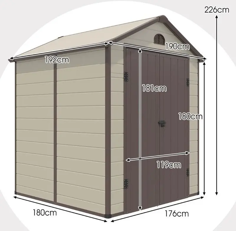 Casuta gradina Costway GT3858BE 176x226x180 (Brown/Beige)