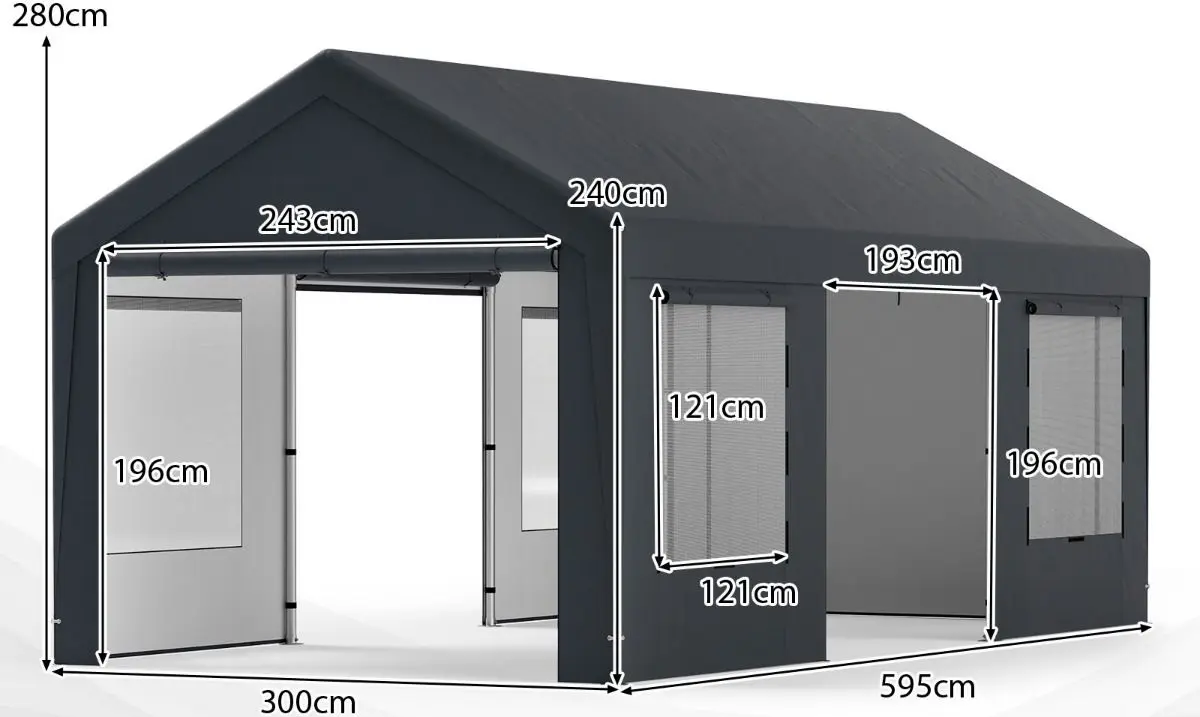 Cort de garaj Costway NP12027GR (Dark Grey)