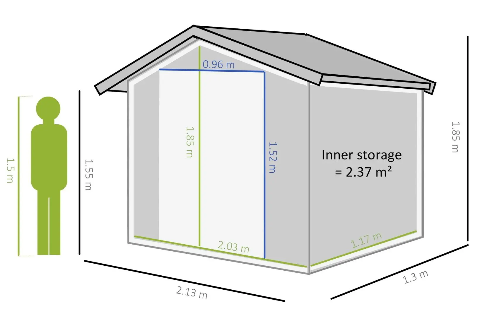 Сарай-хозблок Outsunny 845-030CG 213х130х185 (Dark Grey)