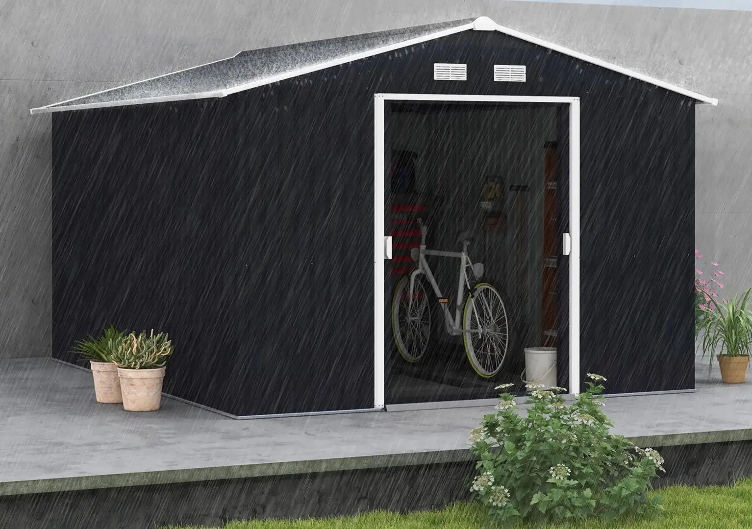 Casuta de gradina Outsunny 845-031V02 277x322x192 (Dark Grey)