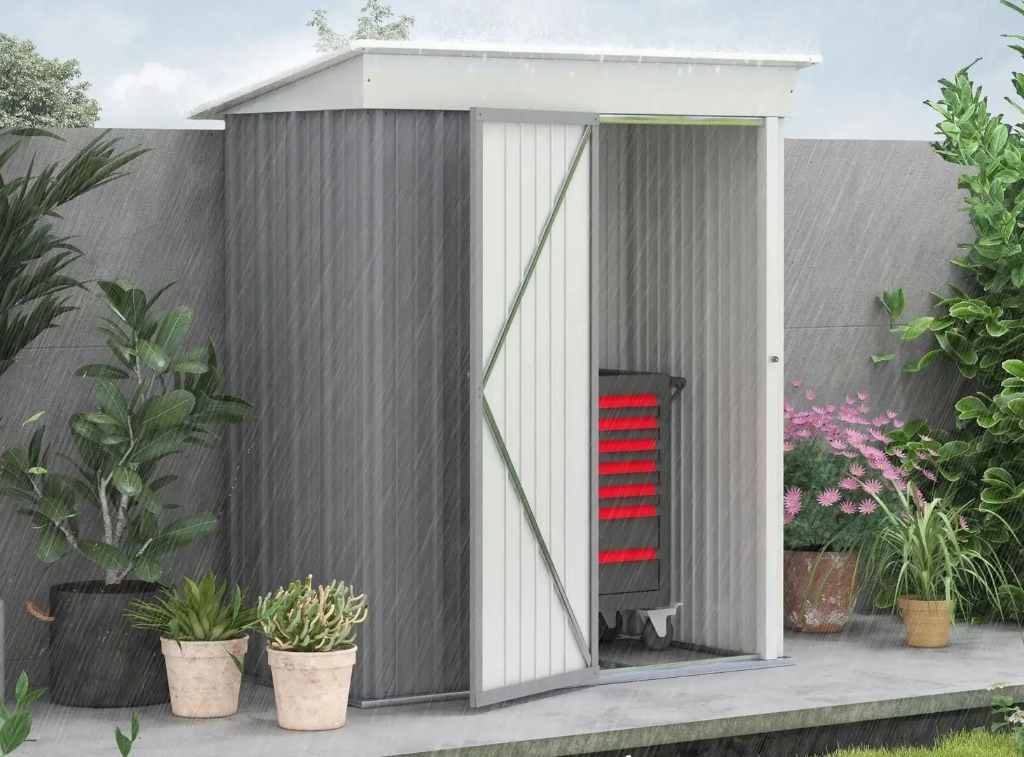 Сарай-хозблок Outsunny 845-840V01GY 161x95x181 (Grey/White)