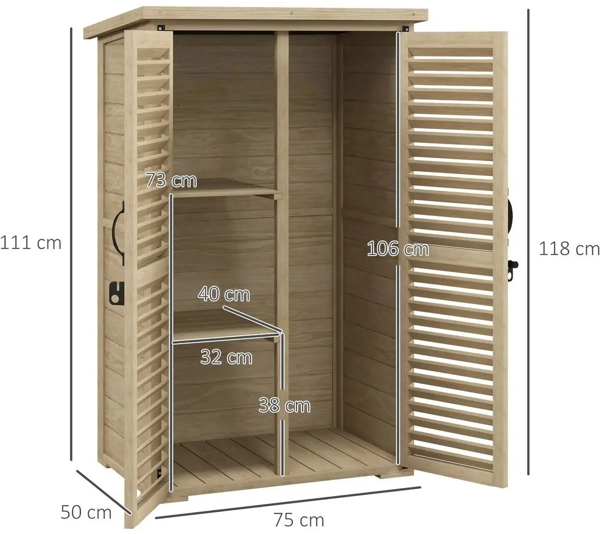 Сарай-хозблок Outsunny 84H-079V00ND 45x45x33.5 (Natural)