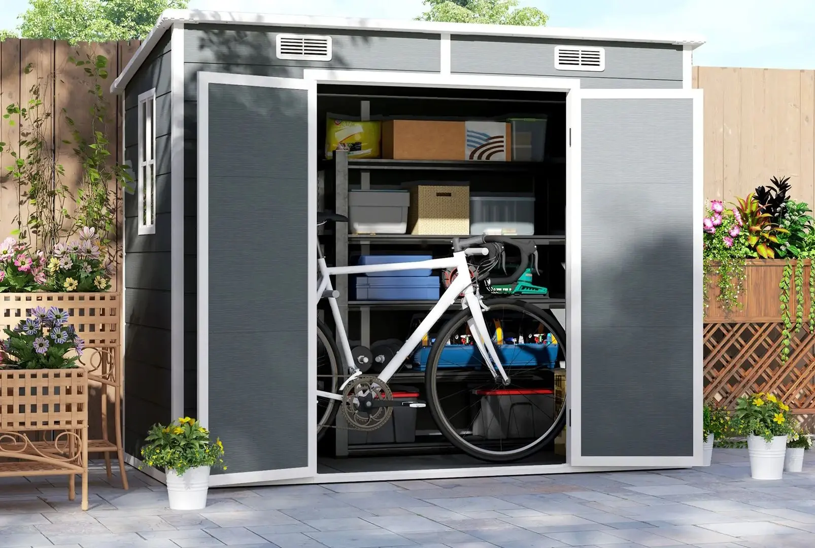 Casuta de gradina Outsunny 84H-156V00GY 238x125x183 (Grey)