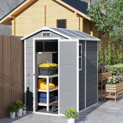 Casuta gradina Outsunny 84H-157 131x186x198 (Grey) Thumb