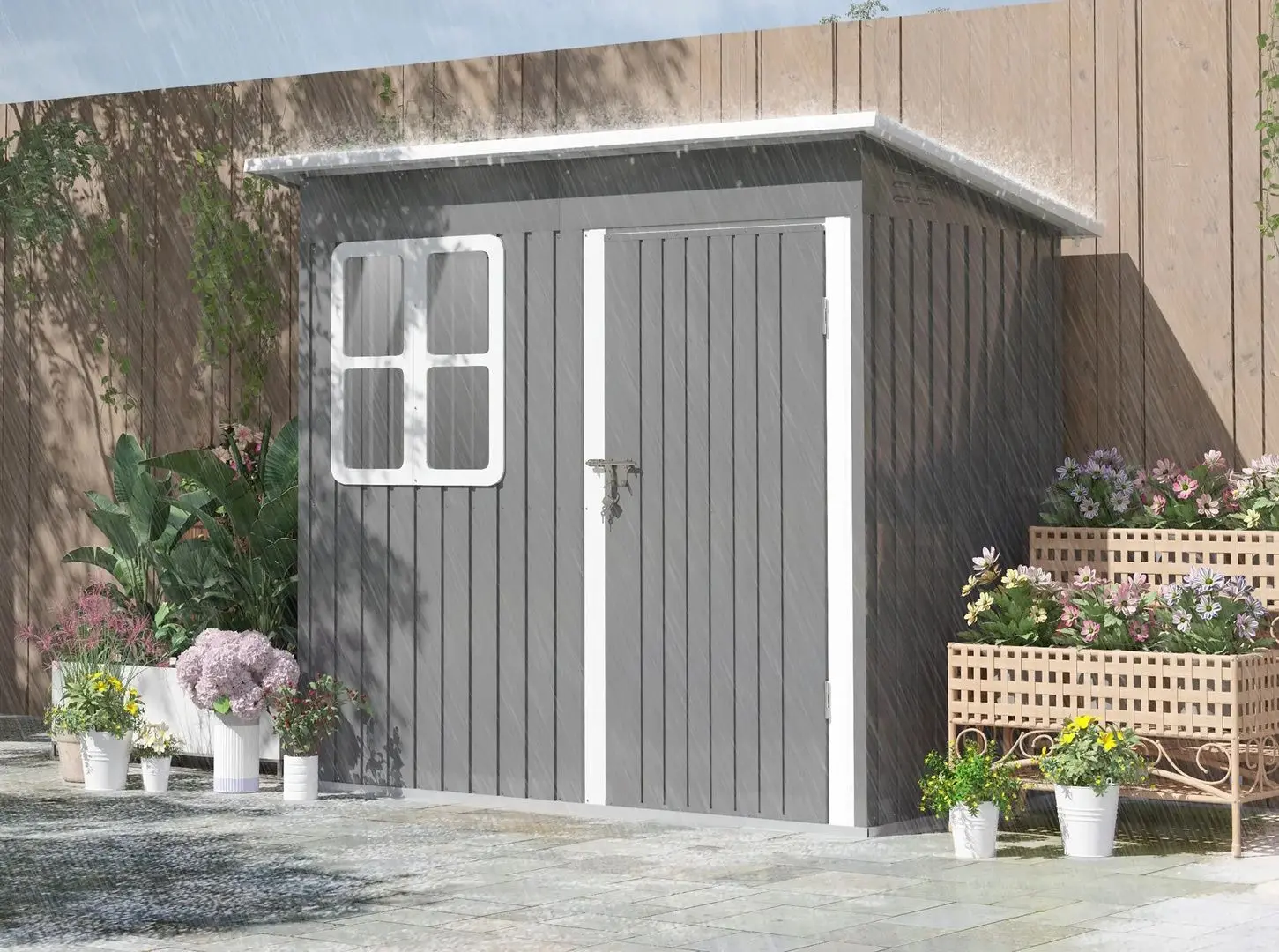 Casuta de gradina Outsunny 84H-200V00CG 221x133x190 (Dark Grey)