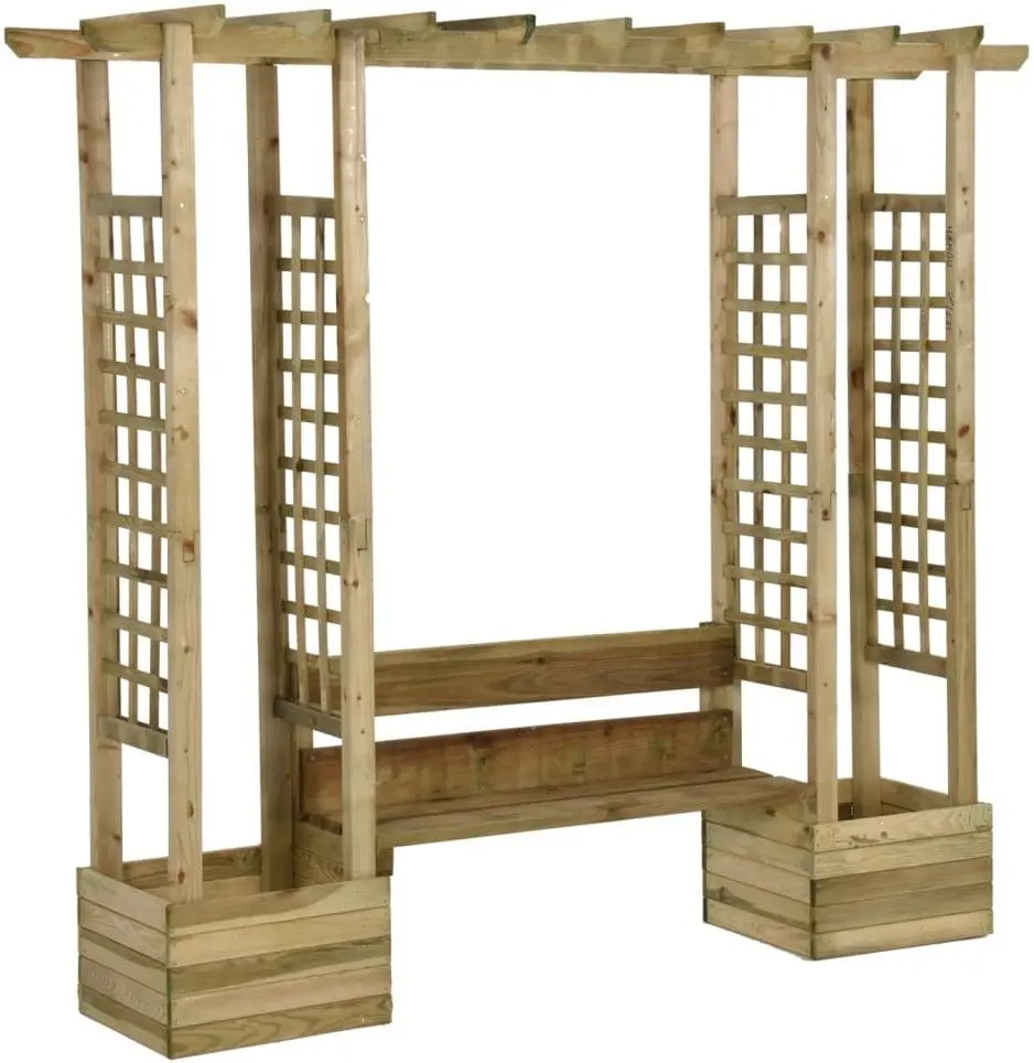 Pergola cu banca si jardiniera VidaXL 318565 (Pine)