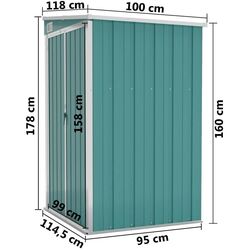 Сарай-хозблок пристенный VidaXL 316217 118x100x178 (Green) Thumb