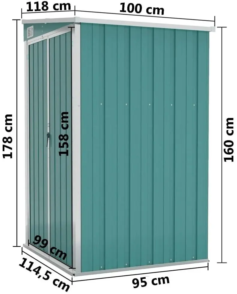 Сарай-хозблок пристенный VidaXL 316217 118x100x178 (Green)
