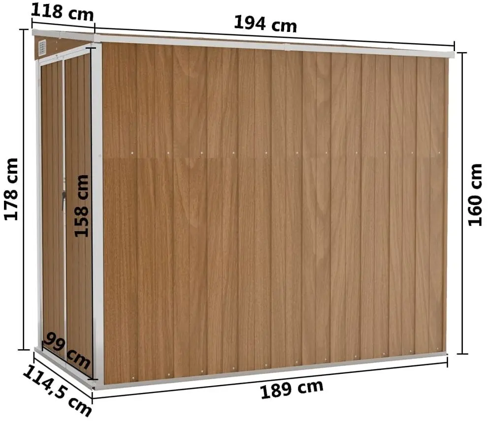 Casuta gradina de perete VidaXL 316224 118x194x178 (Brown)
