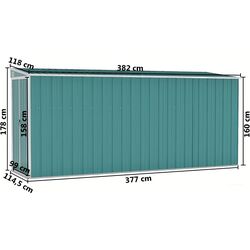 Casuta gradina de perete VidaXL 316229 118x382x178 (Green) Thumb
