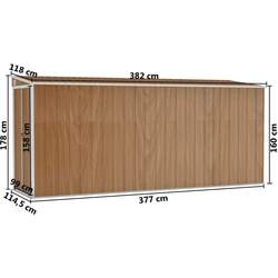 Сарай-хозблок пристенный VidaXL 316232 118x382x178 (Brown) Thumb