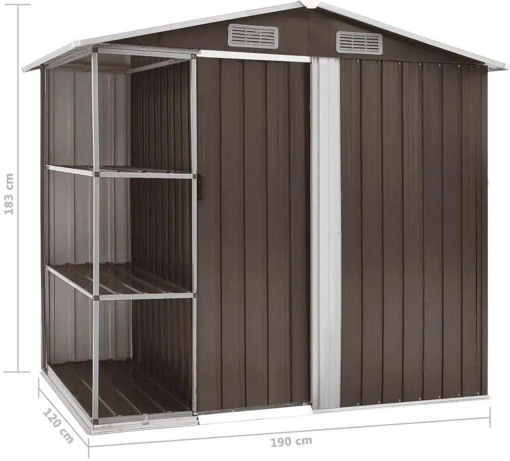 Сарай-хозблок с полкой с этажеркой VidaXL 47105 205x130x183 (Brown)