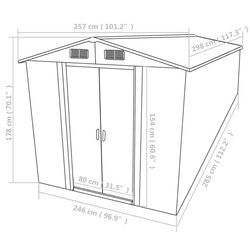 Сарай-хозблок VidaXL 143341 257x298x178 (Grey) Thumb