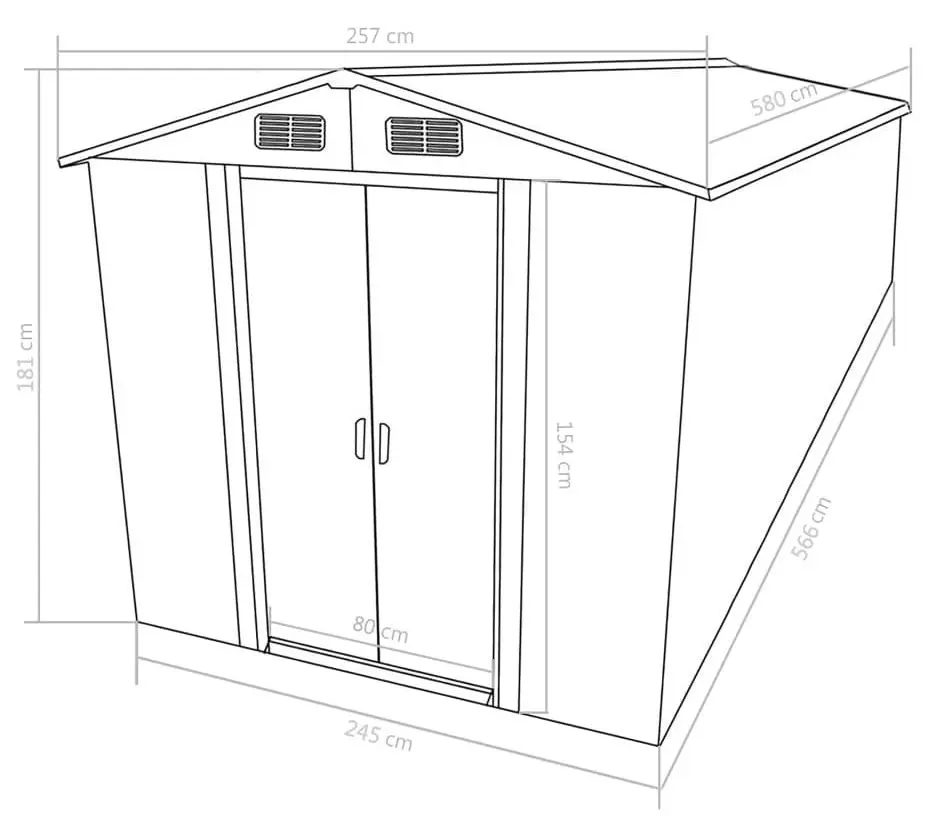 Сарай-хозблок VidaXL 143353 257x580x181 (Grey)