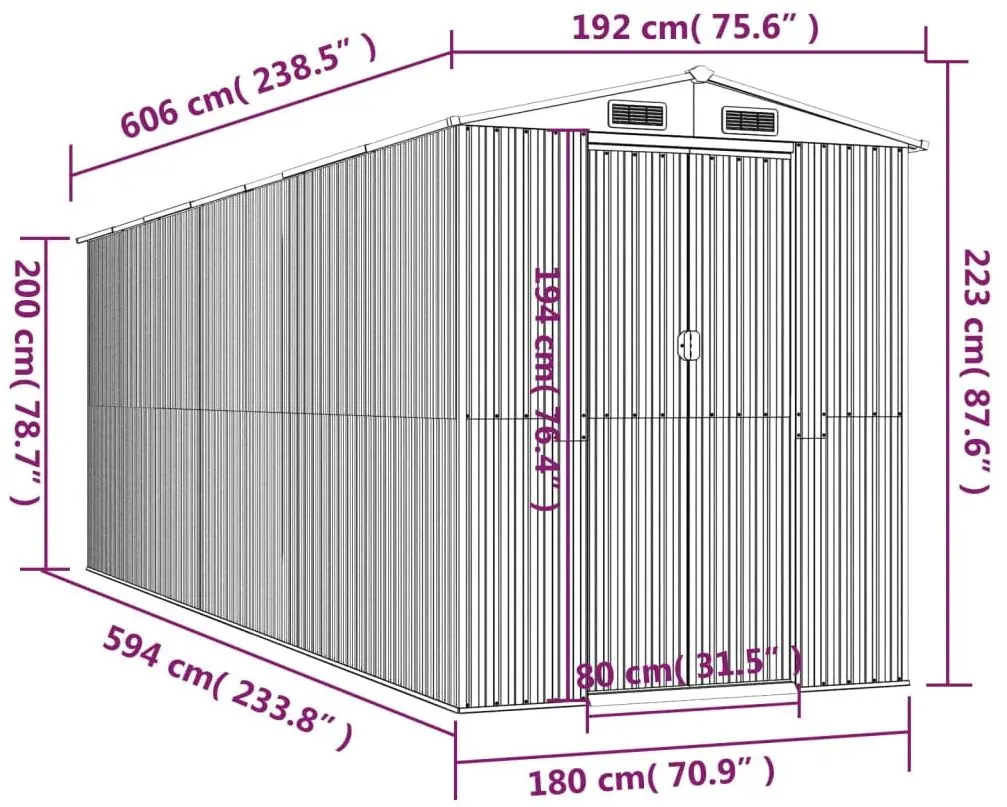 Сарай-хозблок VidaXL 3147454 192x606x223 (Anthracite)