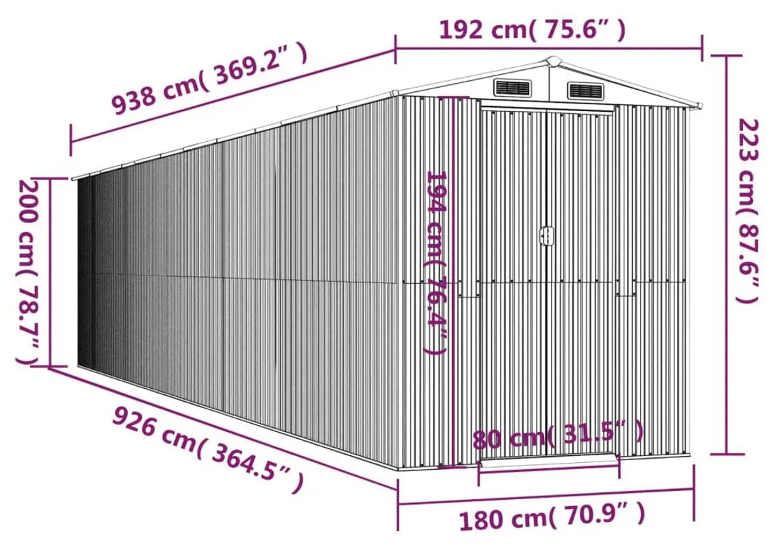 Casuta gradina VidaXL 3147458 192x938x223 (Anthracite)