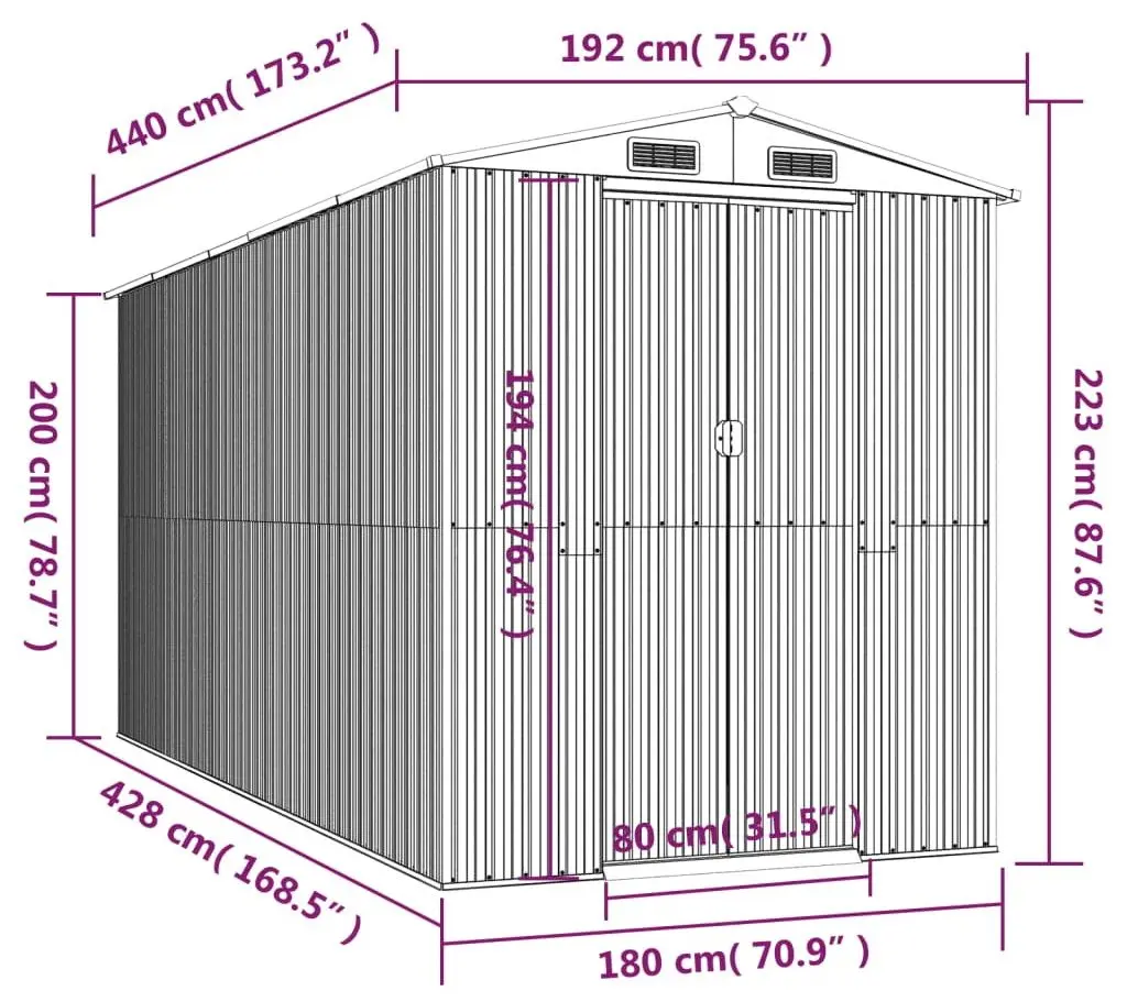 Сарай-хозблок VidaXL 3147474 192x440x223 (Light Brown)
