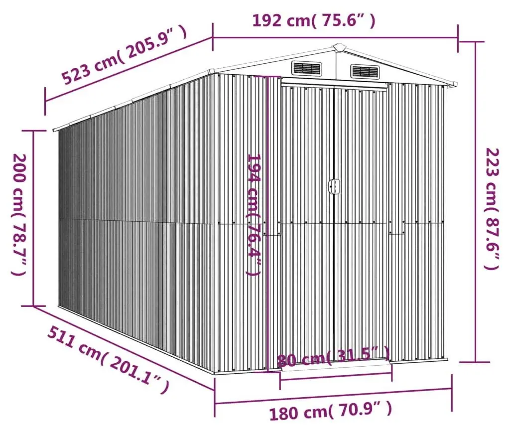 Сарай-хозблок VidaXL 3147475 192x523x223 (Light Brown)