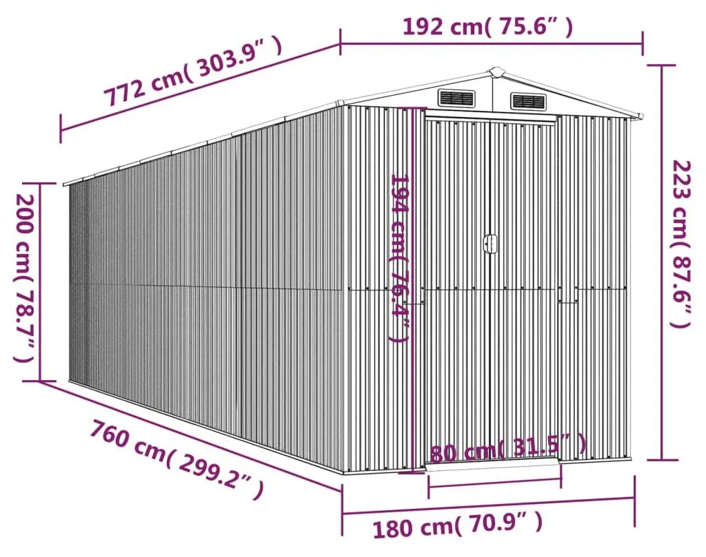 Сарай-хозблок VidaXL 3147478 192x772x223 (Light Brown)