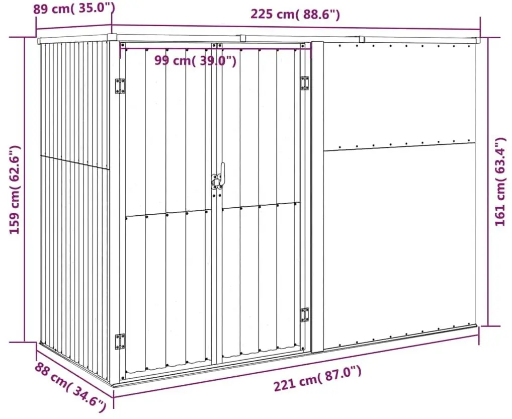 Casuta gradina VidaXL 316215 225x89x161 (Anthracite)