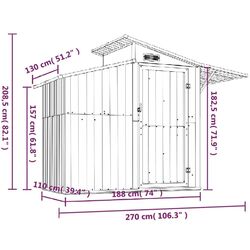 Сарай-хозблок VidaXL 316245 270x130x208.5 (Brown) Thumb