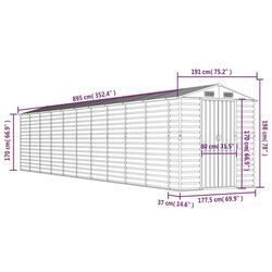 Casuta gradina VidaXL 3188240 191x895x198 (Green) Thumb