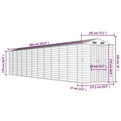 Сарай-хозблок VidaXL 3188241 191x980x198 (Green) Thumb