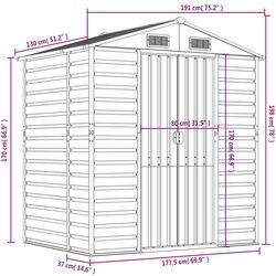 Сарай-хозблок VidaXL 3188242 191x130x198 (Light Grey) Thumb