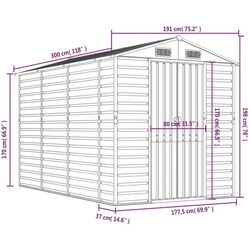 Сарай-хозблок VidaXL 3188244 191x300x198 (Light Grey) Thumb