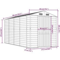 Сарай-хозблок VidaXL 3188245 191x385x198 (Light Grey) Thumb