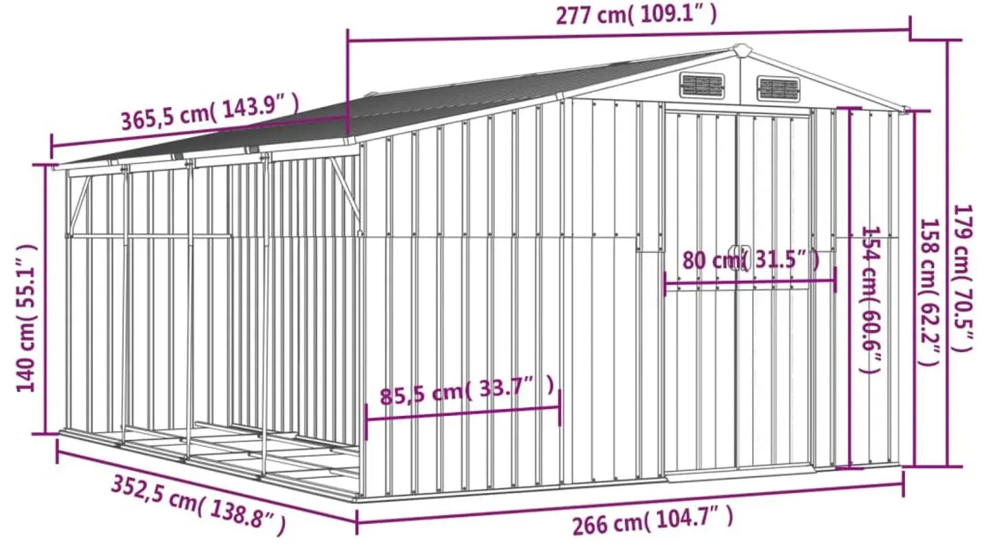 Сарай-хозблок VidaXL 3188297 277x365.5x179 (Brown)