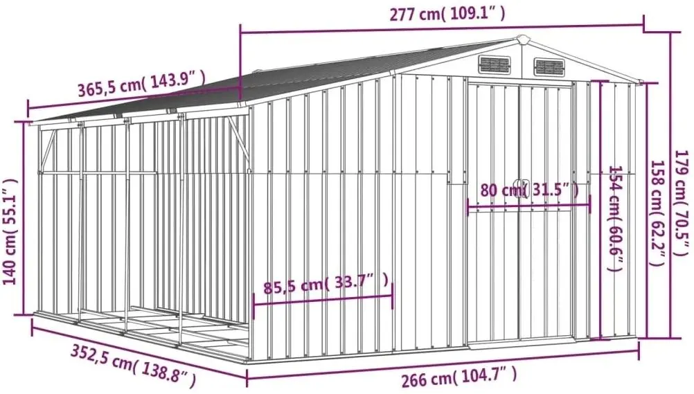 Сарай-хозблок VidaXL 3188300 277x365.5x179 (Brown)