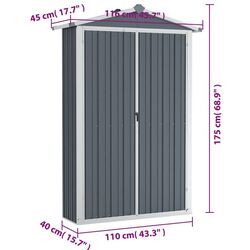 Сарай-хозблок VidaXL 46302 116x45x175 (Grey) Thumb