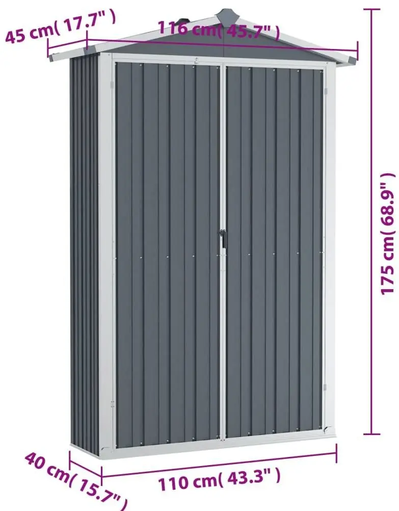 Сарай-хозблок VidaXL 46302 116x45x175 (Grey)