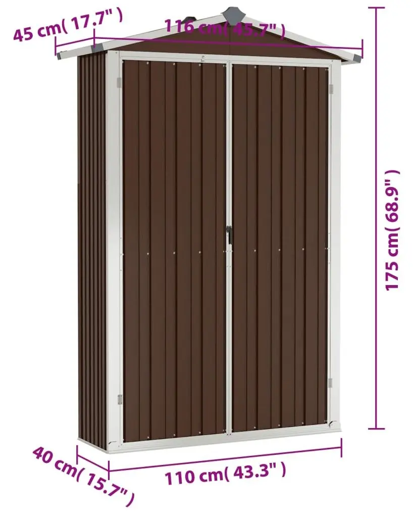 Сарай-хозблок VidaXL 46304 116x45x175 (Brown)