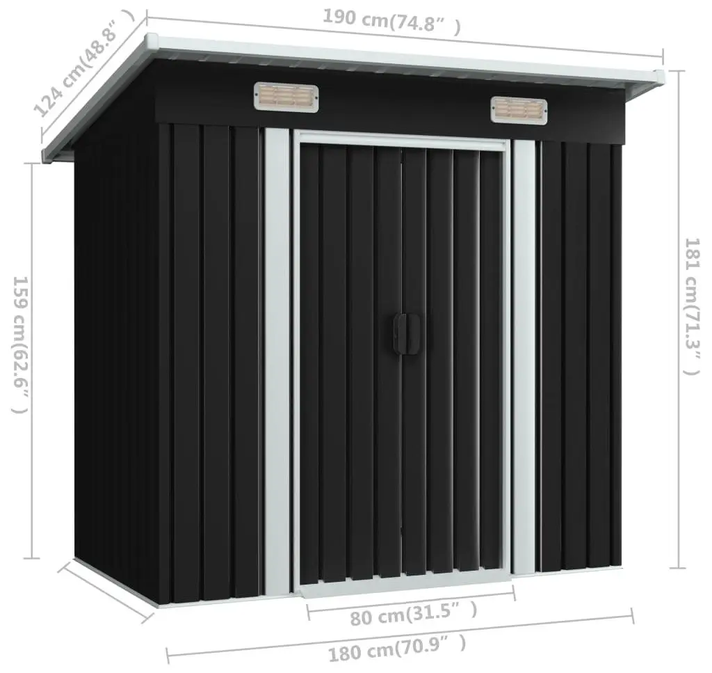 Сарай-хозблок VidaXL 47026 190х124х181 (Anthracite)