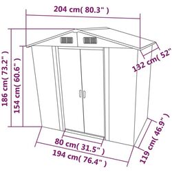 Casuta gradina VidaXL 47028 204x132x186 (Black) Thumb