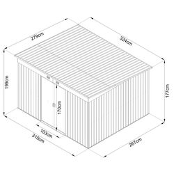 Casuta gradina GoodHome Basic 310x267x199 (Grey) Thumb