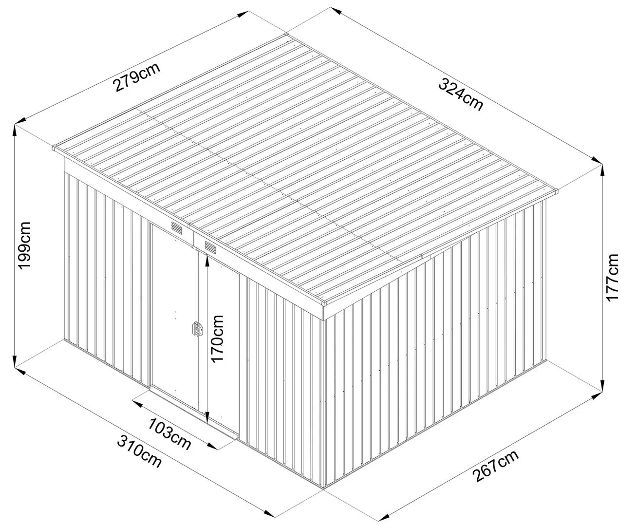 Casuta gradina GoodHome Basic 310x267x199 (Grey)