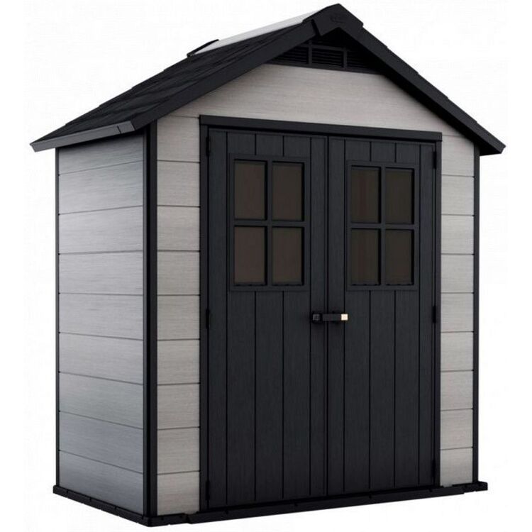 Пластиковый сарай-хозблок Keter Oakland 754 (Gray Light/Anthracite ...