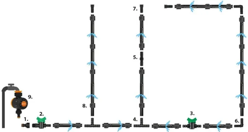 Набор для капельного полива Bradas DSWWF100-SET4 100m (Black)