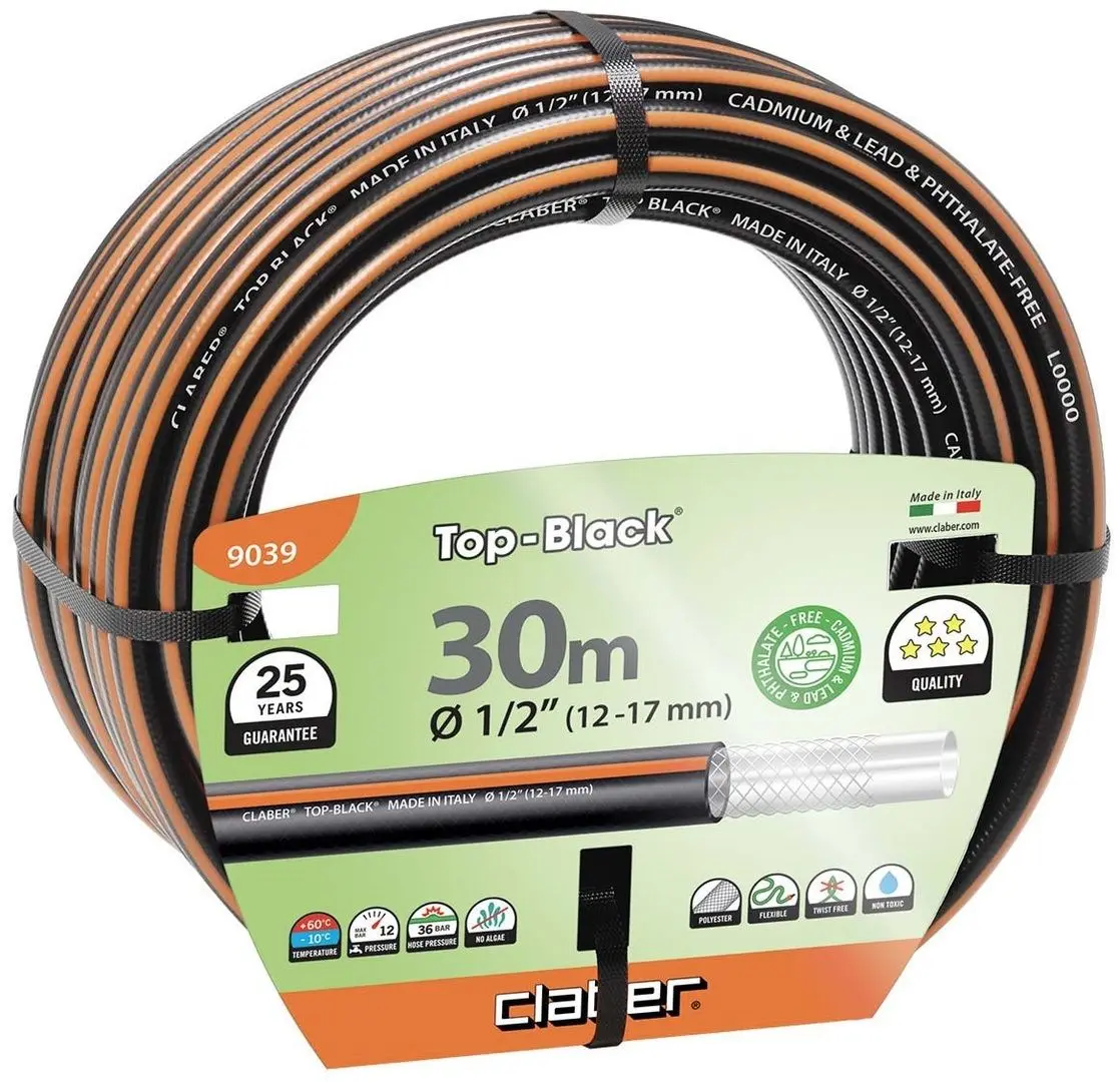 Furtun pentru gradina Claber Top Black 30m