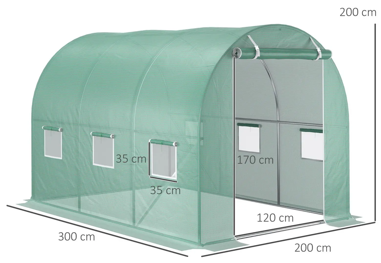 Pelicula pentru sere Outsunny 845-382V03GN 3x2x2m (Green)