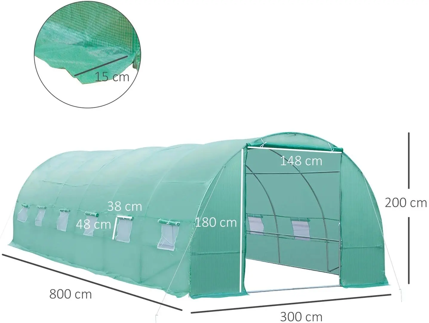 Sera de gradina Outsunny 845-019 8×3×2m (Green)