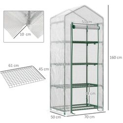 Sera de gradina Outsunny 845-228V02WT 160x70x59cm (White/Green) Thumb