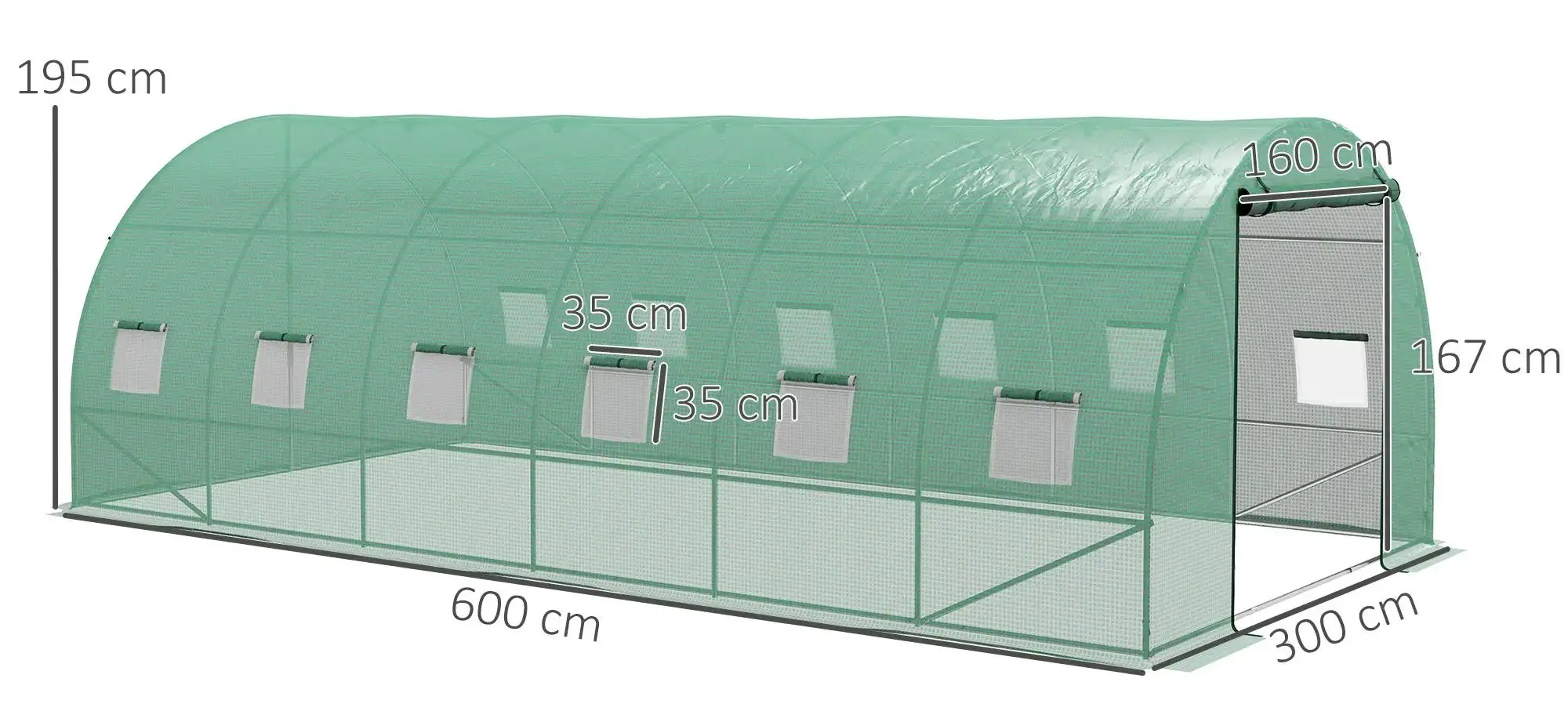 Sera de gradina cu sistem de stropitoare Outsunny 845-949V02GN 195x600x300cm (Green)