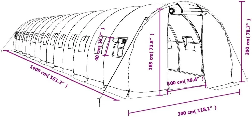 Sera de gradina VidaXL 3188055 14x3x2m (White)