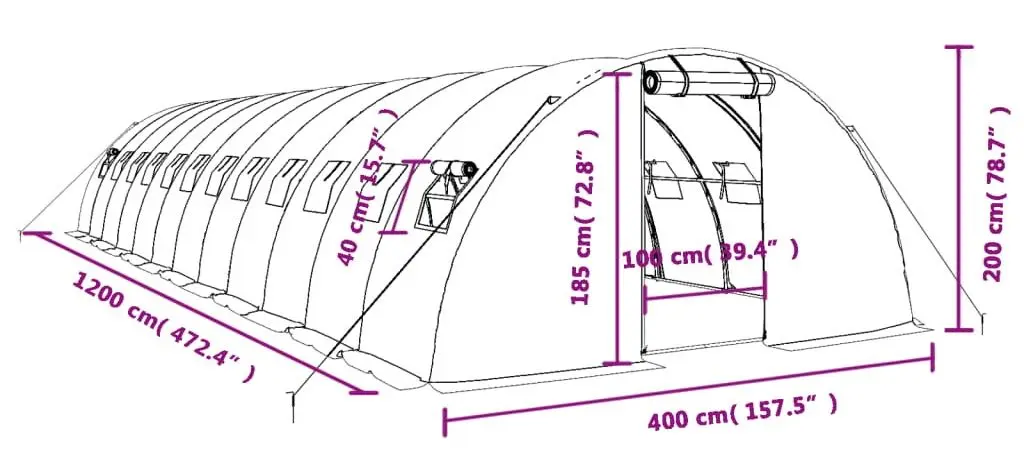 Sera de gradina VidaXL 3188065 12x4m (Green)
