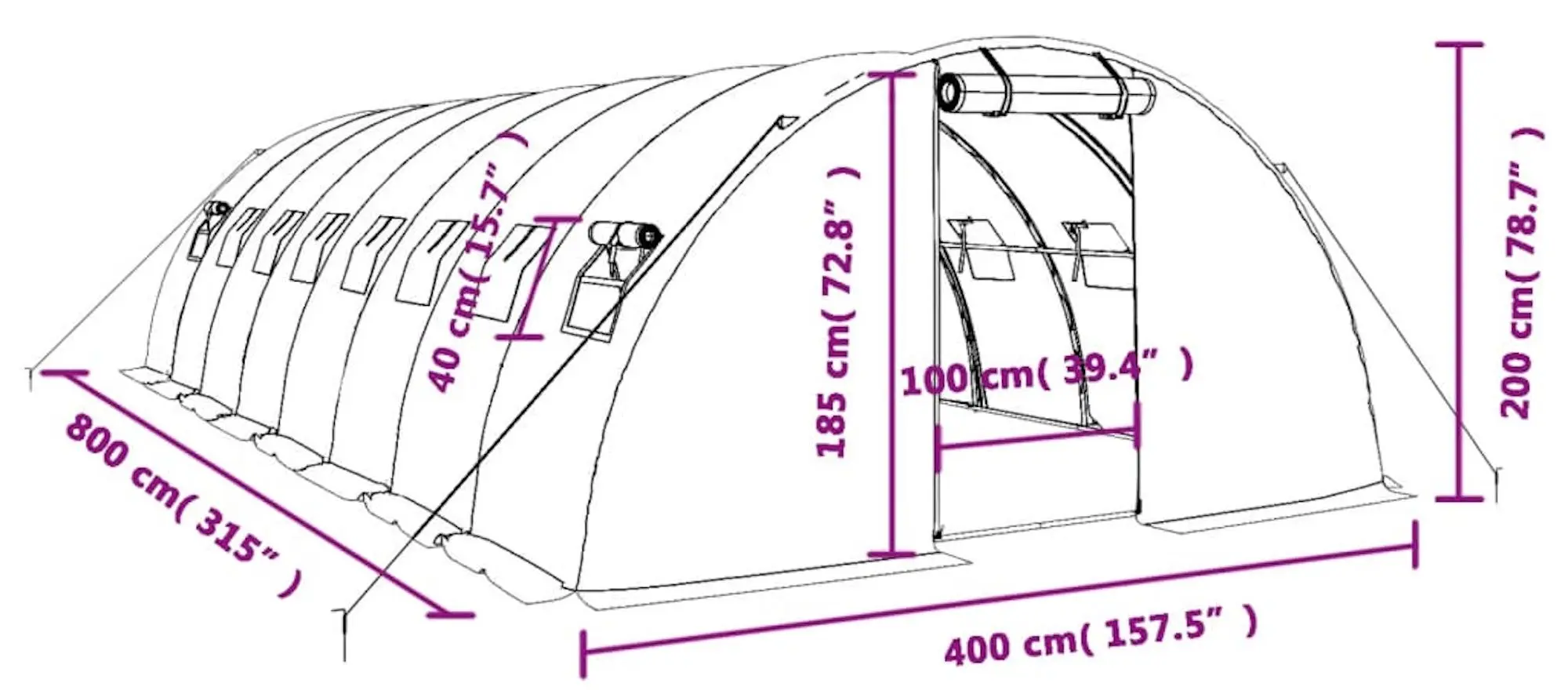 Садовая теплица VidaXL 3188074 8x4x2 (White) - 9