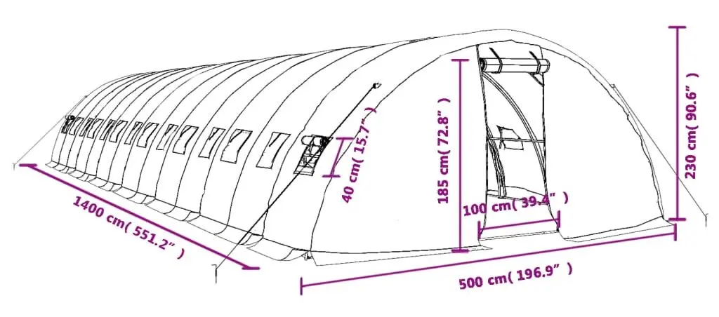 Садовая теплица VidaXL 3188088 14x5m (Green) - 11
